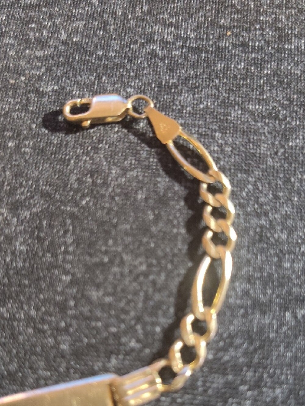 Solid 14k Yellow Gold Figaro ID Bracelet 7g 7.5" Michael Anthony ( - Picture 3 of 10